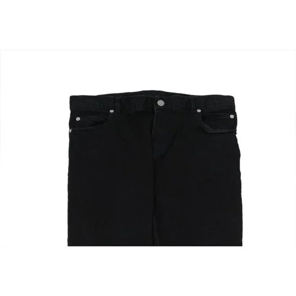 Balmain Mens Skinny Jeans Size 33x34 Black Knee Slashed Stretch Distressed Denim